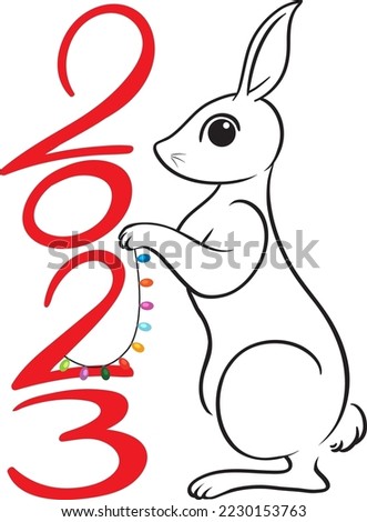 New Year 2023 rabbit sign icon illustration