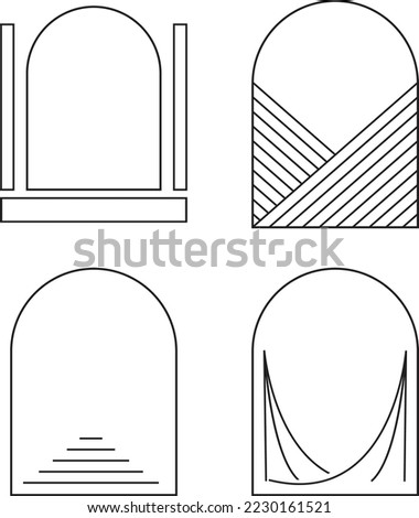 Set monoline arch frame. vector design illustration.