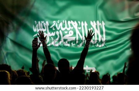 soccer background football supporters and Saudi Arabia flag