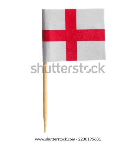 Small paper flag of England isolated on white