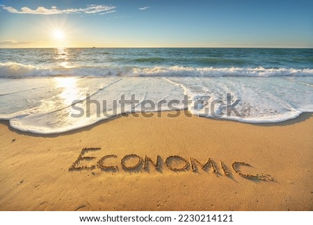 Economic word on the sea shoe. Nature and business conceptual scene.