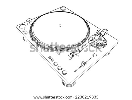 outline illustration of a dj turntable