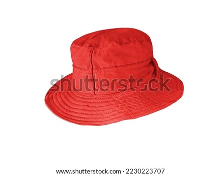 Red bucket hat isolated on white
