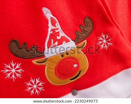 Christmas Background, Santa Claus Hat Depicted Snow Deer Sold at Christmas Supplies Store