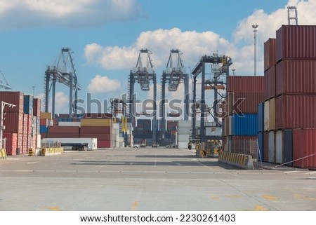 Sohar Port Container Terminal in the Sultanate of Oman Sohar Industrial Port is one of the most famous ports in the Middle East in the world Royalty-Free Stock Photo #2230261403