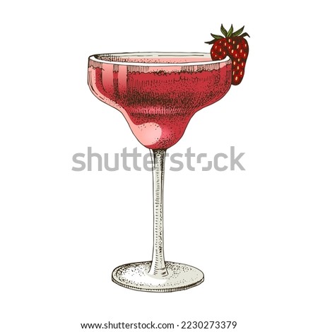 Illustration of a Strawberry daiquiri cocktail 