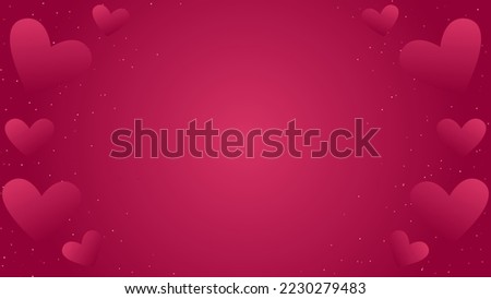 Red Valentine's day background. Red hearts on red backdrop