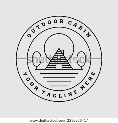 outdoor cabin adventure minimalist line art logo template vector illustration design, logo concept