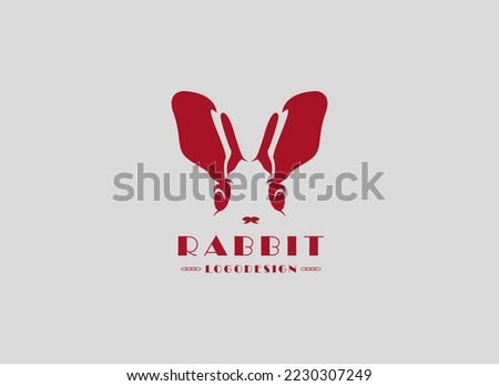 Rabbit Logo. Red Head Rabbit Icon Isolated on Grey Background. Usable for Animals, Team, Farm, Business and Branding Logos. Flat Vector Design Template Element	