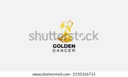 Golden dancer logo vector design illustration Royalty-Free Stock Photo #2230326715