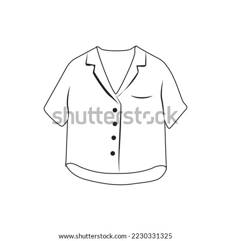 Line icon half-sleeve blouse shirt Line Vector illustration. Half Sleeve Blouse Shirt Unisex linear vector icon isolated on white background. One line drawing simple shirt outline pictogram symbol