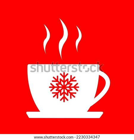 Hot drink vector icon isolated on red background, vector illustration