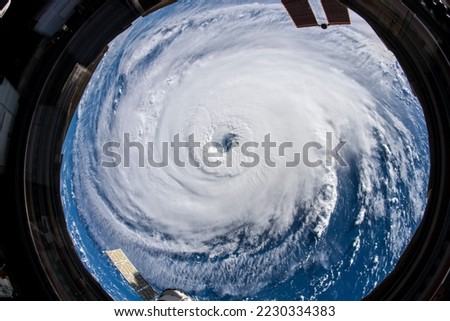 Satellite view of Hurricane Florence over the Atlantic Ocean. Digitally enhanced. Digitally enhanced. Elements of this image furnished by NASA. 