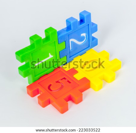 Colorful toy of numbers with white background