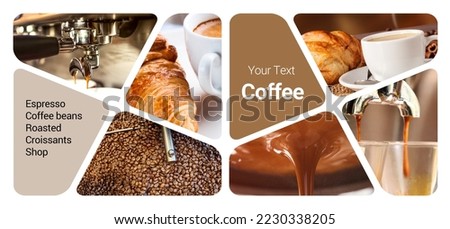 Coffee Shop Concept Photo Collage. Can be used for visual stand, display, brochures, flyer Royalty-Free Stock Photo #2230338205