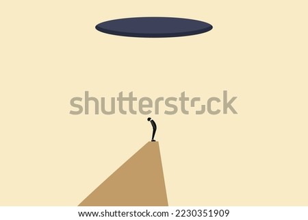 businessman looking up hole finding a way to get out. Royalty-Free Stock Photo #2230351909