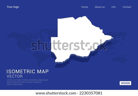 Botswana map white on dark blue background 3d isometric vector illustration.