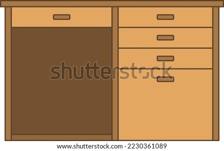 Writing desk isolated vector illustration.
