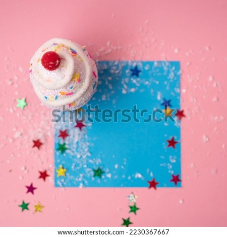 Greeting card for holidays. Pink background