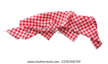 Red checkered towel isolated,kitchen checked picnic red cloth. Food decor. Royalty-Free Stock Photo #2230368769