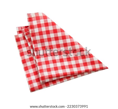 Checkered red kitchen towel.Picnic dish cloth,.folded red napkin. Tablecloth isolated.