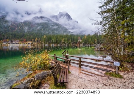 The Hintersee Lake at rainy day in Germany