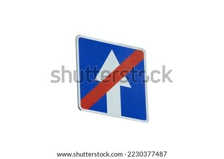 One way traffic end sign isolated on white background