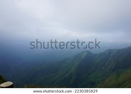 hilly mountain over with cloud in meghalaya