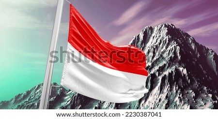 Indonesia national flag cloth fabric waving on beautiful Background.