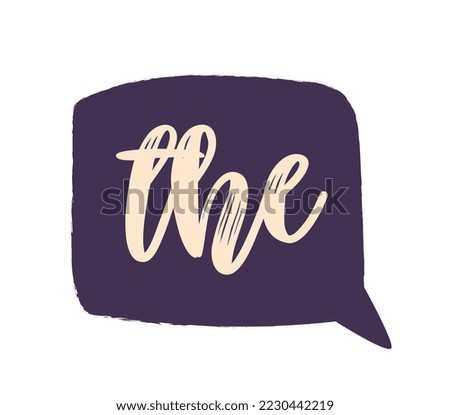 Speech bubble icon. Purple square with article. Poster or banner for website, information. Minimalistic creativity and art, communication on Internet concept. Cartoon flat vector illustration
