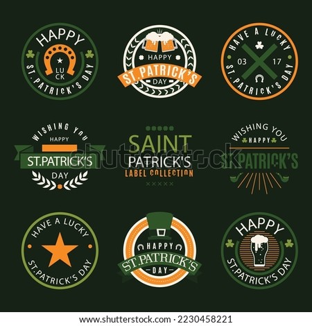Saint Patrick's Day retro badges and labels. Vintage vector design elements for posters and greetings cards.