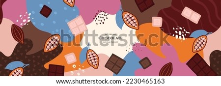Vector frame with doodle chocolate and abstract elements. Hand drawn illustrations.