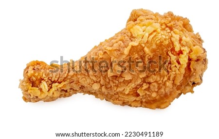 Fried chicken drumstick isolated on white background, Fried chicken on white with clipping path. Royalty-Free Stock Photo #2230491189