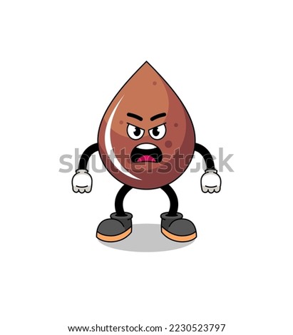 chocolate drop cartoon illustration with angry expression , character design