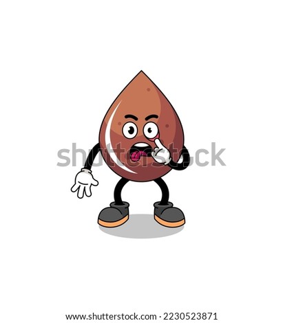 Character Illustration of chocolate drop with tongue sticking out , character design