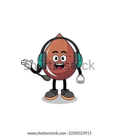 Mascot Illustration of chocolate drop as a customer services , character design