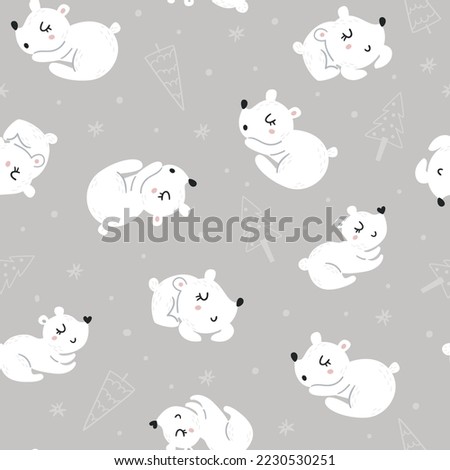 Christmas seamless pattern with cute bears. Vector illustration for wrapping paper and scrapbooking