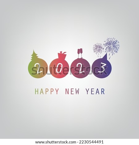 Colorful Modern Style New Year Card or Background, Vector Design - 2023