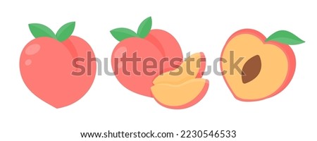 Peach vector. pink heart shaped peach healthy sweet fruit Royalty-Free Stock Photo #2230546533