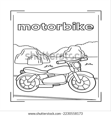 Cute and funny coloring page of a motorcycle. Provides hours of coloring fun for children. To color this page is very easy. Suitable for little kids and toddlers.