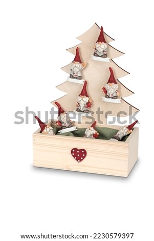 christmas snowman and gnomes with hat on white background