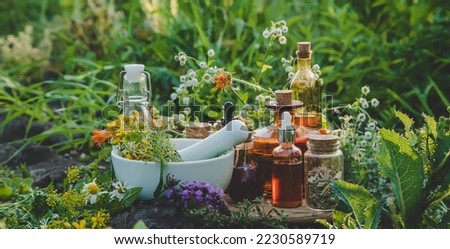 Medicinal herbs and tinctures alternative medicine. Selective focus. Nature. Royalty-Free Stock Photo #2230589719