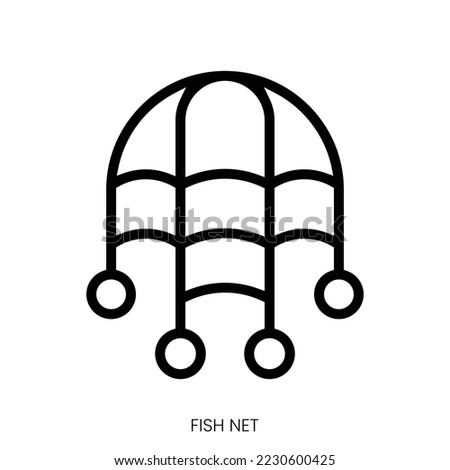 fish net icon. Line Art Style Design Isolated On White Background
