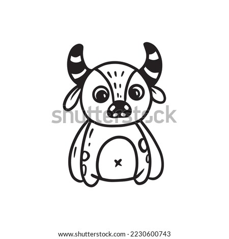 cute cartoon monster in doodle style.Vector icon