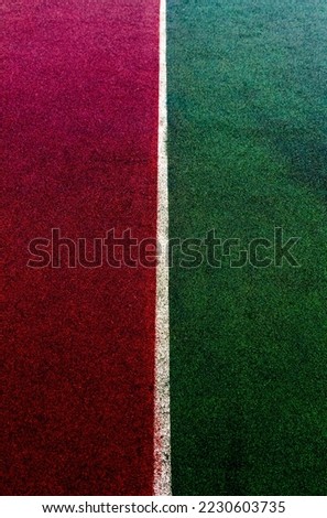 White dividing line between two areas of the sports field.