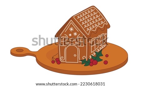 House made of tasty Christmas cookies on white background