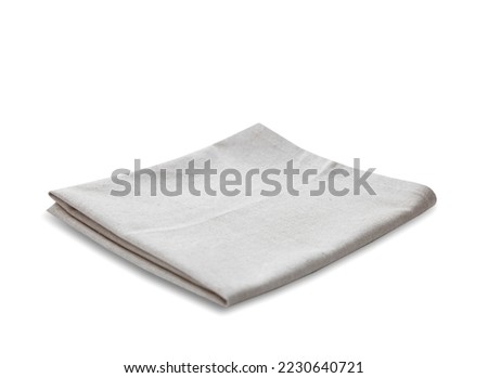 Kitchen towel isolated on white. Folded cloth.Food serving design element. Square napkin top view. Royalty-Free Stock Photo #2230640721