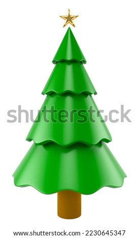 Christmas tree in realistic 3d render isolated with white background. 3d render illustration