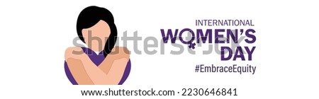 International Women's Day 2023, campaign theme: #EmbraceEquity. Women's Day vector illustration. Give equity a huge embrace. Royalty-Free Stock Photo #2230646841