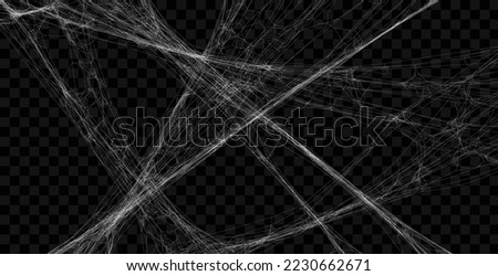 Realistic spider web background texture. Hanging cobweb for halloween design. Vector illustration Royalty-Free Stock Photo #2230662671